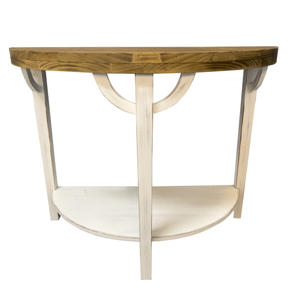 Gracie Oaks Mok 23.62'' Tall Solid Wood Half Moon End Table & Reviews